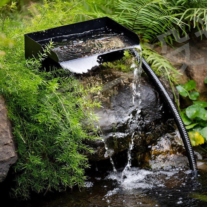 Biling 12.2" Pond Waterfall for Outdoor Ponds, Waterfall Spillway Pond Kit with 40W 660GPH Pump, Stainless Steel Waterfall Box and 9.8FT Corrugated Tubing for Water Garden, Ponds and Water Features - Image 3